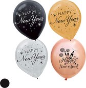 Christmas4Ever - Happy New Year Ballonnen Set - Nieuwjaar - Oud En Nieuw Versiering - Feest Decoratie - Oudjaar - Decoratie - Vieren - New Year - 20 Stuks - Helium - Zwart