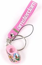 Sleutelhanger Strap Met Klomp Roze Amsterdam - Souvenir