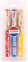 Pennen In Blister 3 Assorti Amsterdam Mix - Souvenir