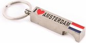Sleutelhanger Opener I Love Amsterdam Zilver - Souvenir