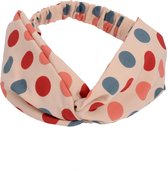 Haarband Print | Stip Beige - Rood - Oranje - Denimblauw | Elastische Bandana | Fashion Favorite