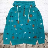 Vest met paarden turquiose -s&C-110/116-Meisjes vest