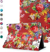 iPad Air 1 2013 / Air 2 2014 hoes - iPad 9.7 inch hoes - Smart Book Case - Vogels en Bloemen Rood