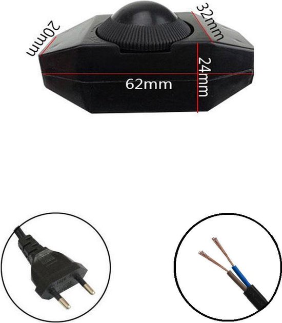 LED / Gloeilamp / Halogeen Snoer Dimmer 372Watt Zwarte