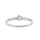 AËLRA 14K wit gouden fashion ring voor dames, 0.14ct natuurlijke ronde diamant