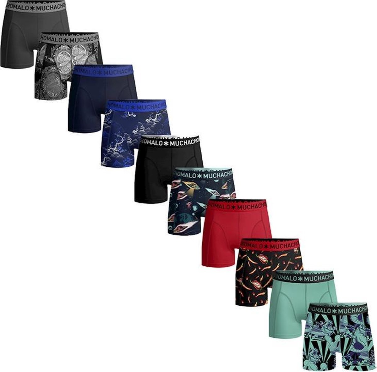 Muchachomalo - print & solid 10-pack multi - Maat M