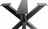 Stalen Triple X - Matrix Poot | 80x80 | Mat Zwart | Dubbel X-onderstel | Industrieel Tafelonderstel
