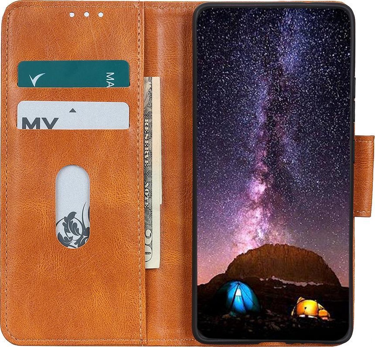 Pasjeshouder Telefoonhoesje - Wallet Case - Portemonnee Hoesje - Booktype Hoesje voor OnePlus 8T - Bruin