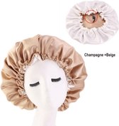 Slaapmuts – Hair Bonnet – Beige - Haar bonnet van Satijn – Satin bonnet – Satijnen slaapmuts – Nachtmuts voor krullen – Slaapmuts voor krullen – Haarverzorging