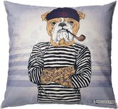 MATROOS BULLDOG KUSSENHOES katoen met ritssluiting 50 x 50 cm