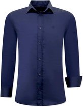 Luxe Aparte Blanco Heren Overhemden - Slim Fit - 3081- Navy
