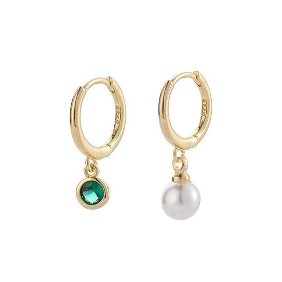 The Pearl & Green - goudkleurige dames oorringen gold plated - cadeau voor vrouw - Black Friday 2023 - Sinterklaas - Kerstcadeau voor vrouw - Liefs Jade