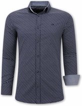 Heren Overhemden Italiaans - Slim Fit Blouse - 3077 - Navy