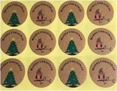 Kerst stickers / envelop zegels - Kraft - Merry Christmas | Boom - Uil - Merry Christmas | 36 etiketten / labels - 3 vel | Sluitzegels - Labels | DH collection