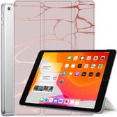Hoes geschikt voor iPad 2022 / 2021 / 2020 10.2 Inch - Trifold Hoesje Tablethoes Case Marmer Roze