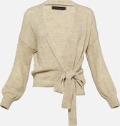 LOLALIZA Cache-coeur cardigan met strik - Beige - Maat S/M