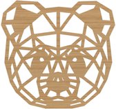Geometrische Dieren Beer - Bamboe hout - S (25x24 cm) - Cadeau - Kinderen - Geschenk - Woon decoratie - Woonkamer - Slaapkamer - Geometrische wanddecoratie - WoodWideCities