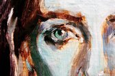 Bedrukt geverfd portret vrouw Canvas 120 x 80 cm