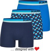 Happy Shorts 3-Pack Boxershorts Heren Blauwe Stippen -  XL