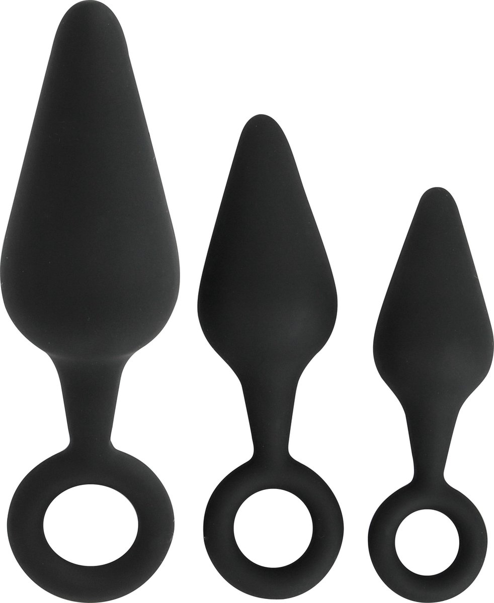 Goedkoopste Banoch | Buttplug set pull up trio ring - zwart Siliconen