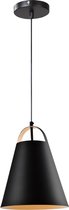 QUVIO Hanglamp modern / Plafondlamp / Sfeerlamp / Leeslamp / Eettafellamp / Verlichting / Slaapkamer lamp / Slaapkamer verlichting / Keukenverlichting / Keukenlamp - Trechtervorm - Diameter 25 cm - Zwart