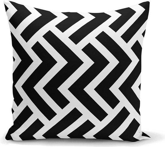Decoratieve sierkussen zwart en wit Zigzag patroon - Kussens woonkamer -  Binnen of... | bol.com