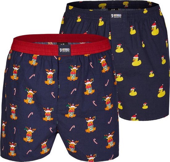 2pack Kerst Boxershorts Reindeer + Rubber Duck Happy Shorts M