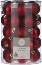 34x Kunststof kerstballen rood 4 cm - Pakket met rode kerstballen 4 cm - Kerstboomversiering/kerstversiering