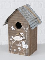 2x Vogelhuisje/nestkastjes Welcome bruin hout 22 cm - Vogelhuisjes tuindecoraties