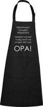 Mijncadeautje Schort - Wij vragen het aan OPA - opdruk wit - mooie en exclusieve keukenschort - zwart
