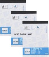 Office Essentials Schrijfblok A6 - 100 vellen - 3 stuks in een blister