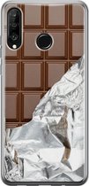Huawei P30 Lite hoesje - Chocoladereep - Soft Case Telefoonhoesje - Print / Illustratie - Bruin