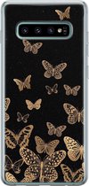 Leuke Telefoonhoesjes - Hoesje geschikt voor Samsung Galaxy S10 - Vlinders - Soft case - TPU - Zwart