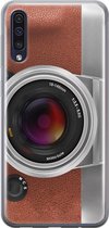 Leuke Telefoonhoesjes - Hoesje geschikt voor Samsung Galaxy A50 - Vintage camera - Soft case - TPU - Print / Illustratie - Bruin