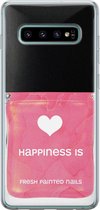 Samsung Galaxy S10 hoesje siliconen - Nagellak - Soft Case Telefoonhoesje - Print / Illustratie - Roze
