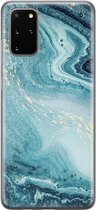 Samsung Galaxy S20 Plus hoesje siliconen - Marmer blauw - Soft Case Telefoonhoesje - Marmer - Blauw