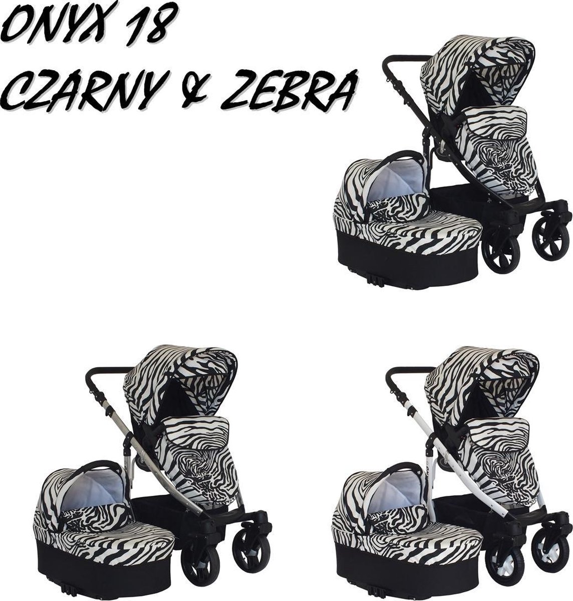 bol.com | Onyx Kinderwagen met dierenprint - tijgerprint-zebraprint  Inclusief Autostoel 17