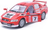 Mitsubishi Lancer Evo VII WRC #7 (Rood/Wit) 1/36 Kinsmart - Modelauto - Schaalmodel - Model auto - Miniatuurauto - Miniatuur autos