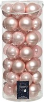 Tube 49x lichtroze glazen kerstballen 6 cm - glans en mat - Kerstboomversiering lichtroze