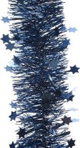 5x Kerstslingers sterren donkerblauw 270 cm - Guirlande folie lametta - Donkerblauwe kerstboom versieringen