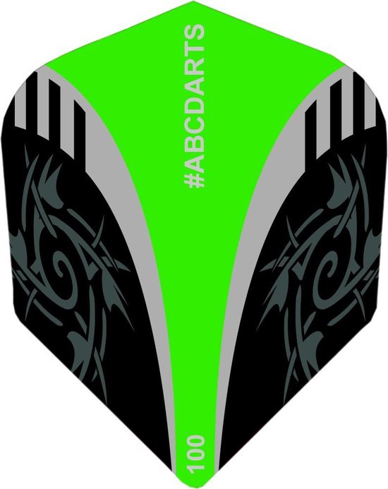 Thumbnail van een extra afbeelding van het spel ABCDarts Tribal Dart Flights - Edgeglow Dart Shafts Medium -  Groen - 5 sets