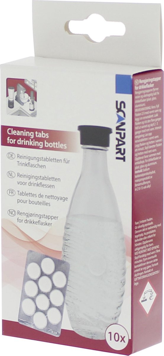 Scanpart reinigingstabletten voor drinkflessen - Geschikt voor kunststof glas aluminium flessen - 10 stuks