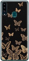 Samsung Galaxy A20s hoesje siliconen - Vlinders - Soft Case Telefoonhoesje - Print / Illustratie - Zwart