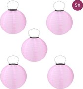 Solar lampionnen roze 35 cm - 5 stuks