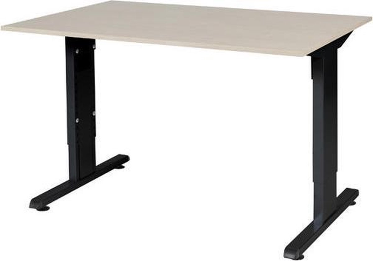 RoomForTheNew Bureau Schiphol Normal-Bureau - Bureautafel - Gaming bureau - Game bureau - Computertafel - Desk - Bureau wit - Verstelbaar bureau - Gaming Desk - Bureau tafel - Bureau verstelbaar--Robson eiken blad-Zwart  onderstel- 120x80