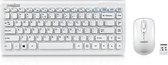 Perixx Periduo-707 PLUS - Draadloos compact toetsenbord en muis set - Chiclet toetsen - 2.4ghz -  Wit - Qwerty/US