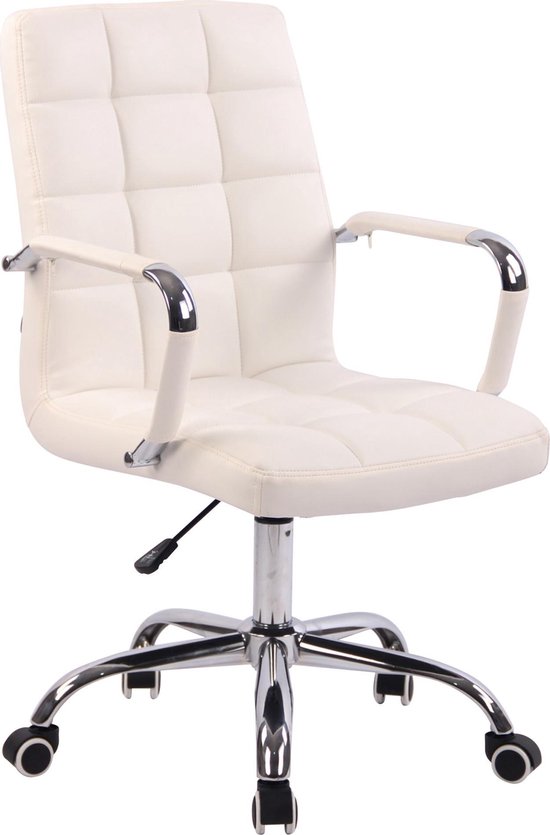 Bureaustoel - Bureaustoel voor volwassenen - Design - In hoogte verstelbaar - Kunstleer - Wit - 56x62x104 cm