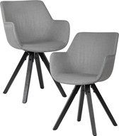 Pippa Design set van 2 eetkamerstoelen met zwarte poten - lichtgrijs