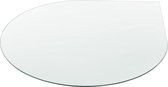 Glasplaat – Tafelblad – Druppelvorm - ESG Veiligheidsglas - Transparant - Dikte 6 mm - Afmeting Ø 90 cm
