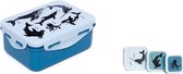 Petit Monkey sea animals lunch box set - 3 koekdoosjes - 1 broodtrommel - Brooddoos - Zee dieren blauw - Snackdoosjes